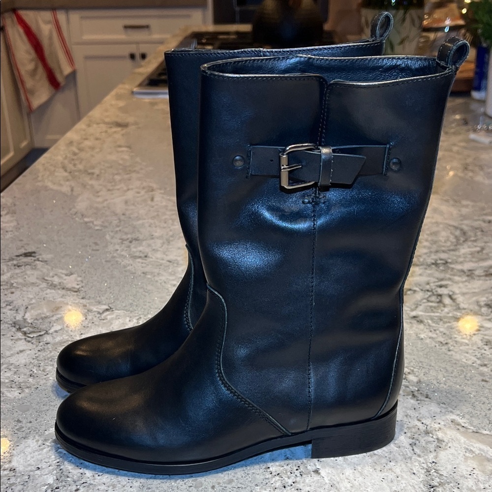 J. Crew Black Leather Billie Short Riding Boots Size 6.5 - Picture 5 of 13